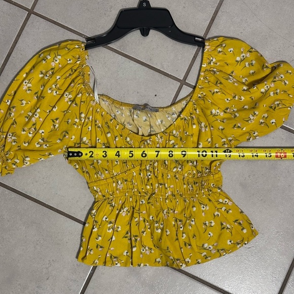 Papaya Women Floral Print Yellow crop Off the Shoulder top size S - Picture 7 of 7